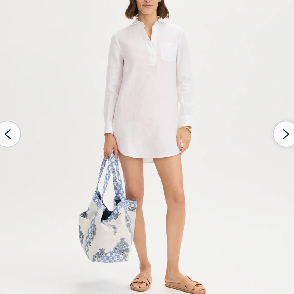 Chic White relaxed tunic linen dress size m